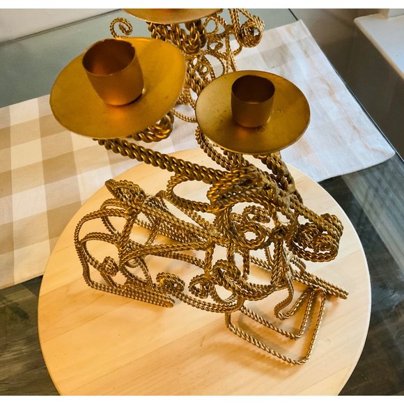 Holiday Vintage Deer Candle Holders Made From Twisted Metal Wire Matted Gold Color Poshmark